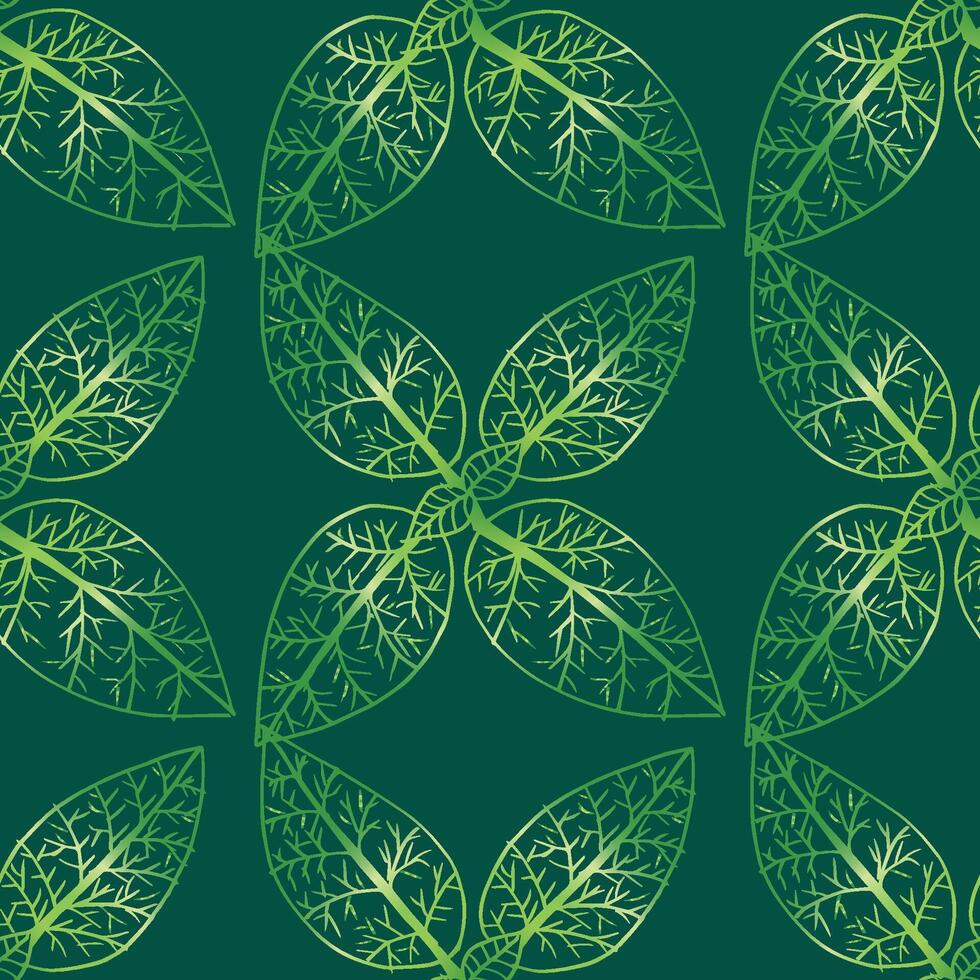 Repeating Foliage Pattern in Shades of Green vector