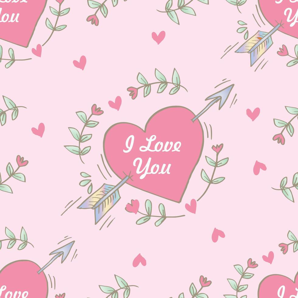 Seamless pattern with hearts and arrows. vector