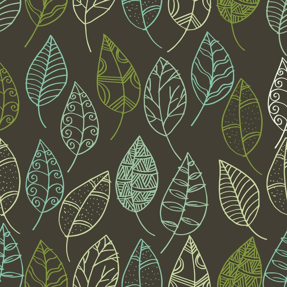 Seamless pattern with leaves on black background.a. vector