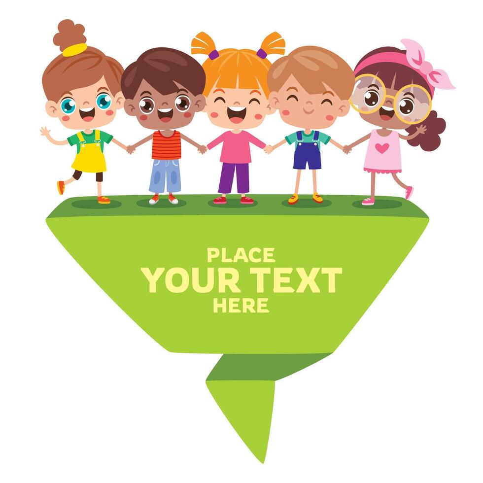 Kids With Origami Speech Bubble vector