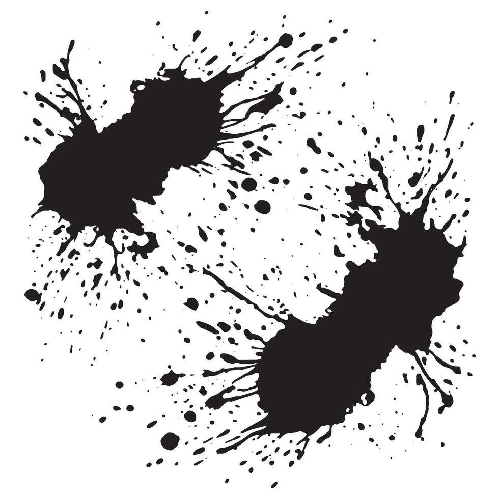 Black ink splatters on white background vector