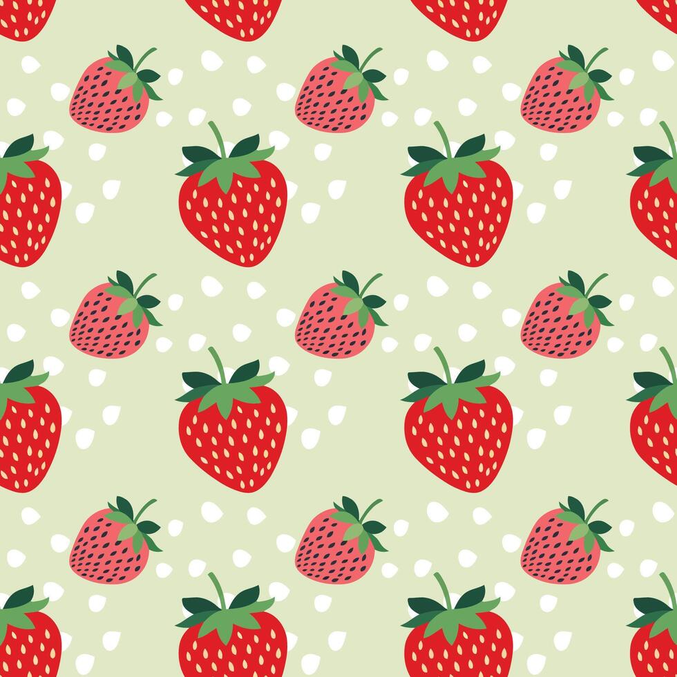 a strawberry pattern with dots and strawberries vector