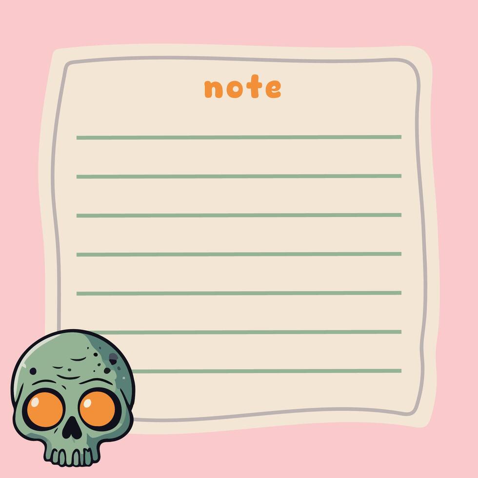 Cute Zombie Skull Note on a Pink Background vector