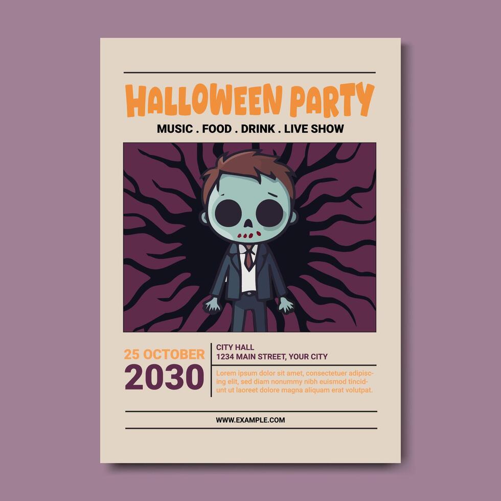 Halloween Party Poster with Zombie vector