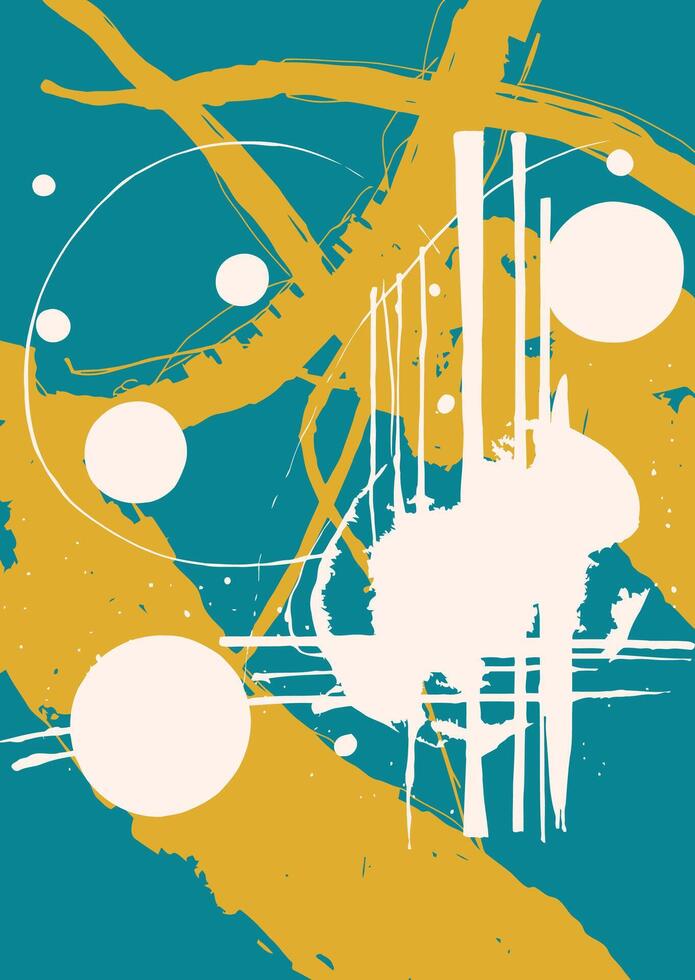 Abstract geometric composition with yellow and blue vector