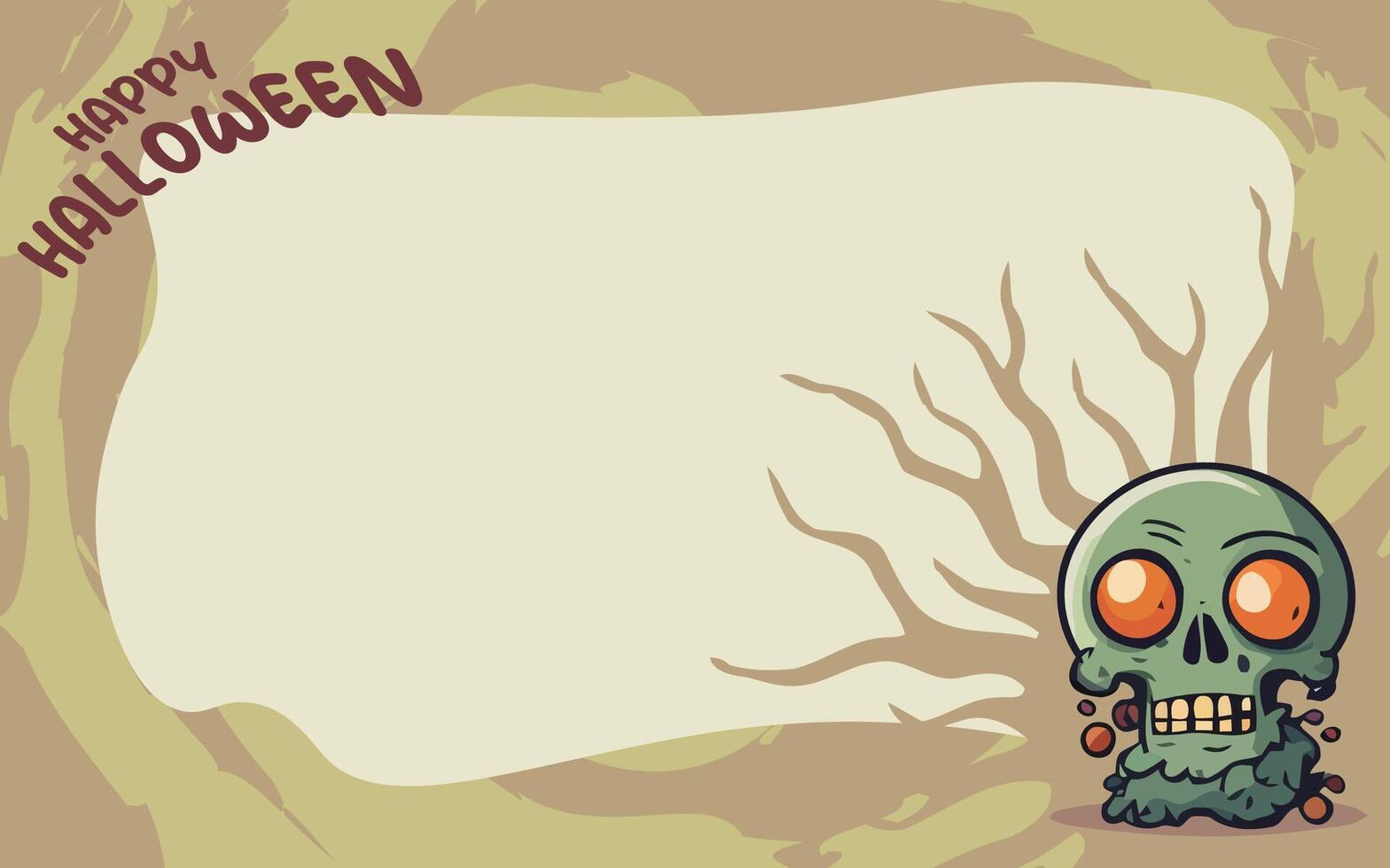 Cute Cartoon Zombie Skull Happy Halloween Background Illustration vector