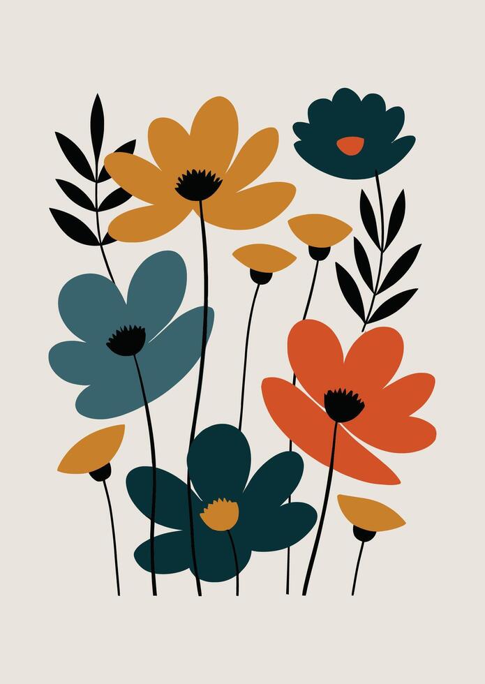 Colorful Floral Art Print Illustration vector