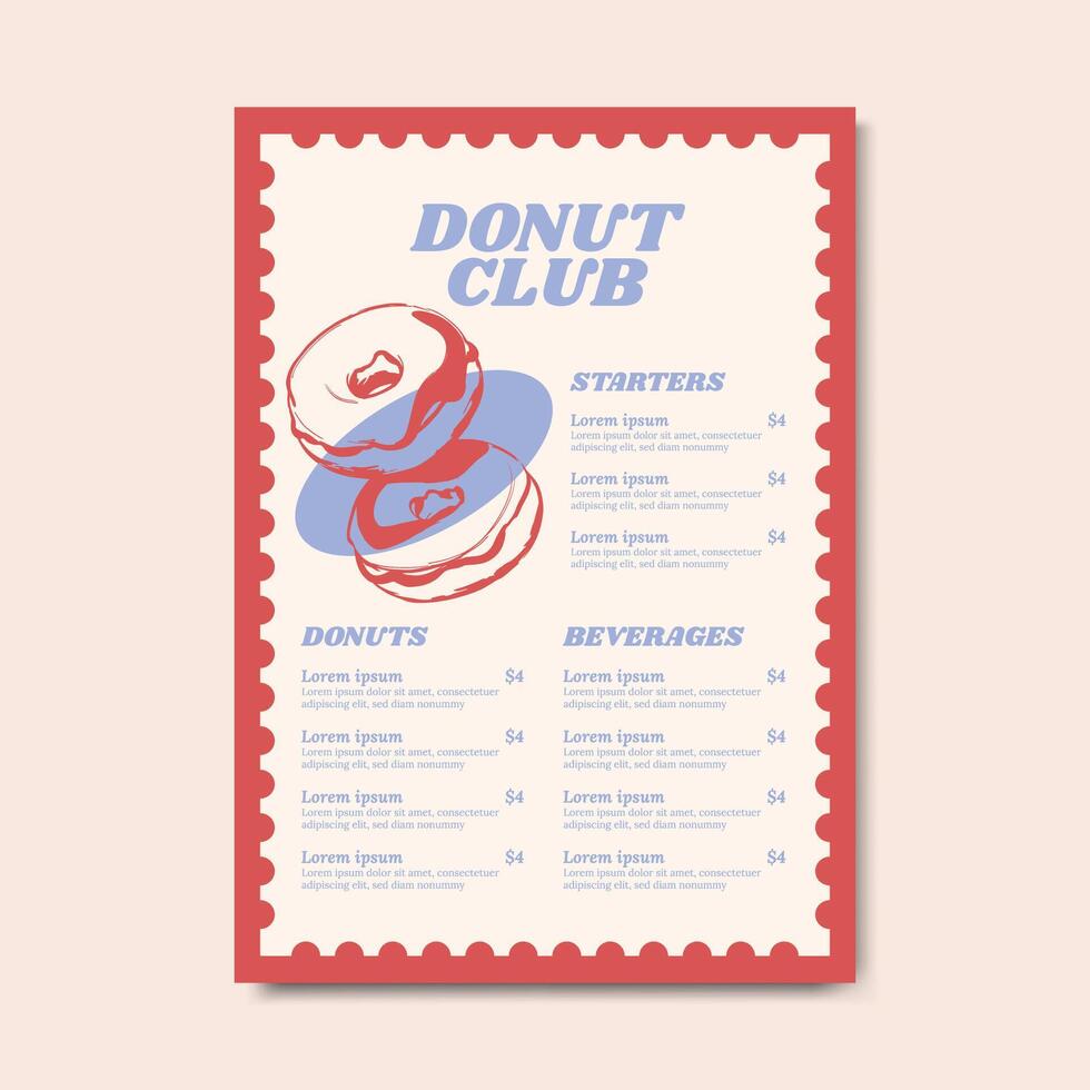 Donut Shop Menu Price List Design vector