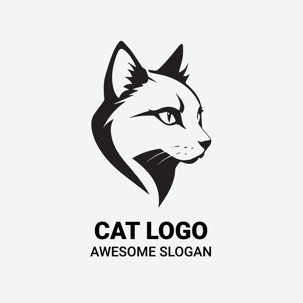 Cat Head Logo Design Creative and Minimalist Illustration vector