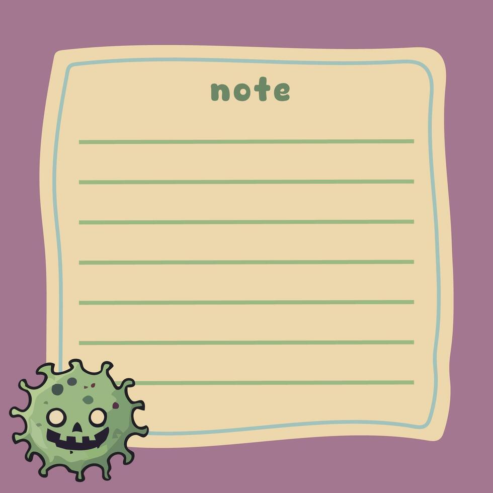 Cute cartoon virus on a note paper design vector