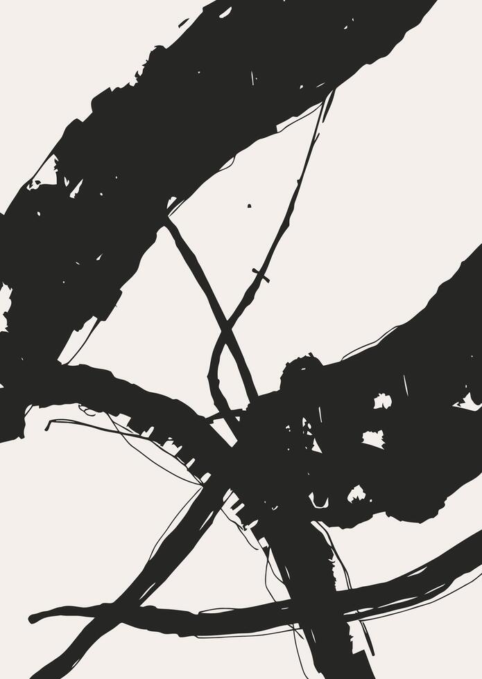 Abstract ink strokes composition art vector