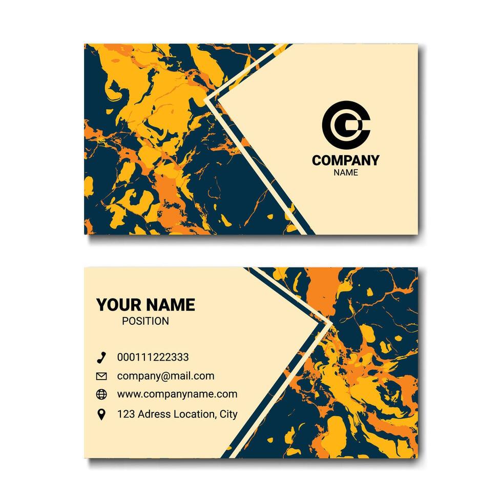 Stylish Business Card with Gold Marble Texture vector