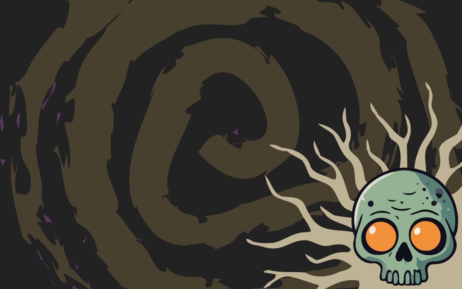Happy Halloween with a scary skull and spooky atmosphere background vector
