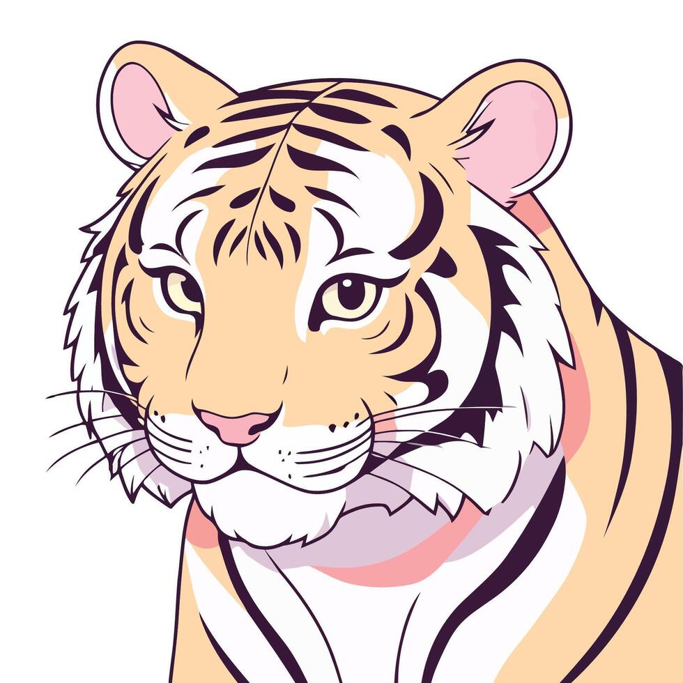 a cute cartoon of tiger vector