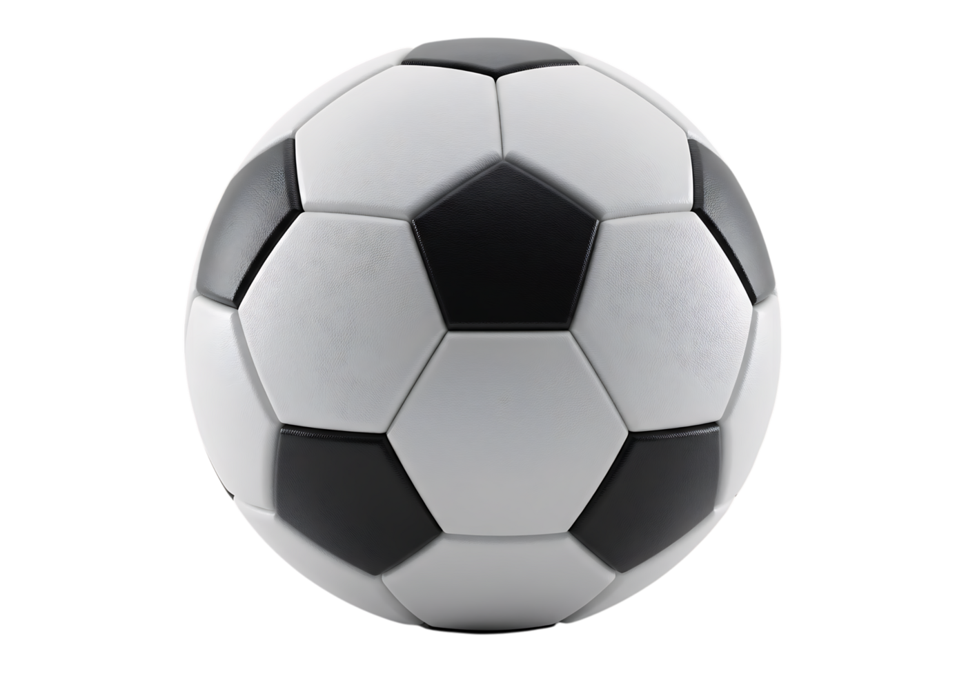 Classic black and white soccer ball isolated on transparent background, symbol of sports, competition, teamwork, and international football games. png