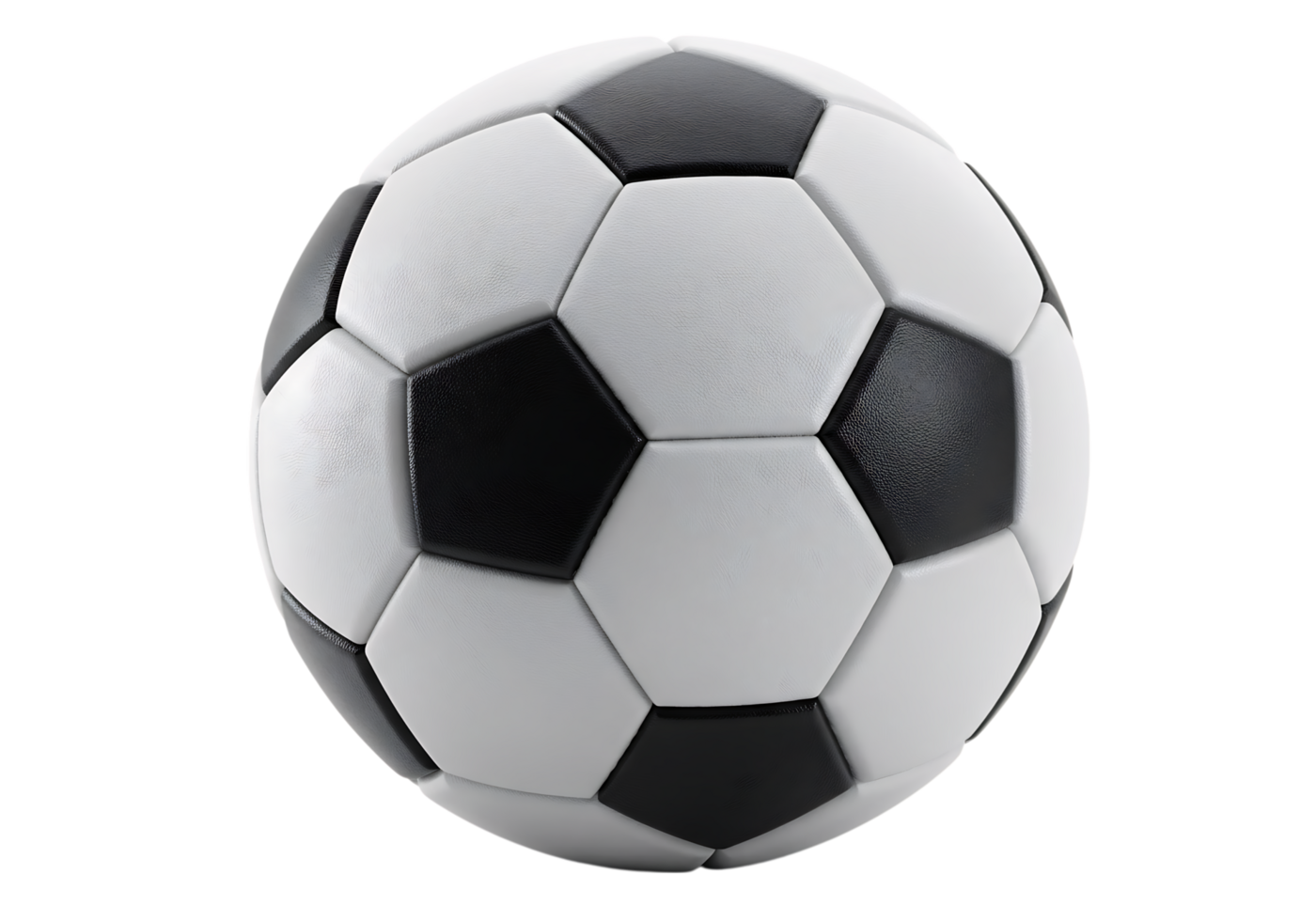 Classic black and white soccer ball isolated on transparent background. Perfect for sports, football, fitness, and recreational graphic design projects. png