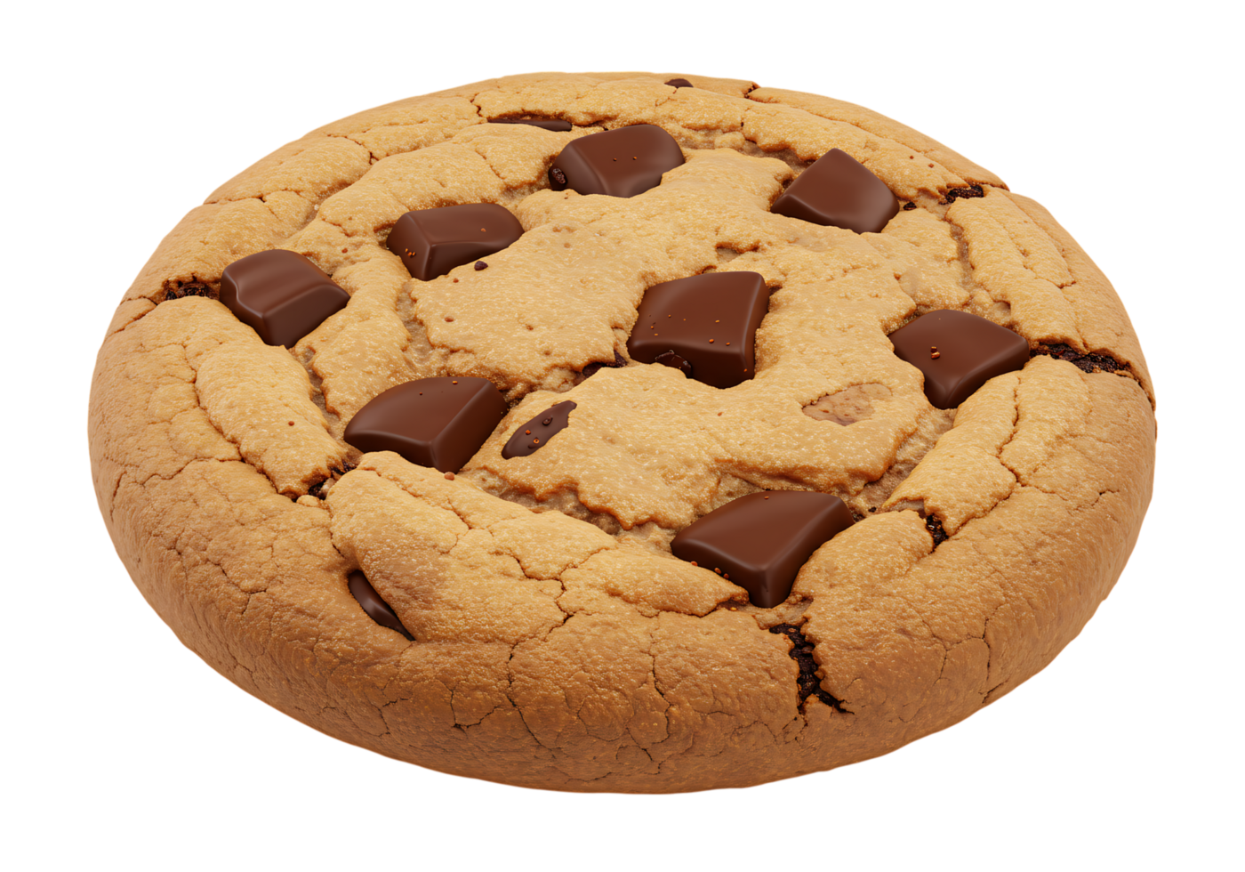 Delicious chocolate chip cookie isolated on transparent background, perfect for dessert, snack, and bakery-themed designs. png