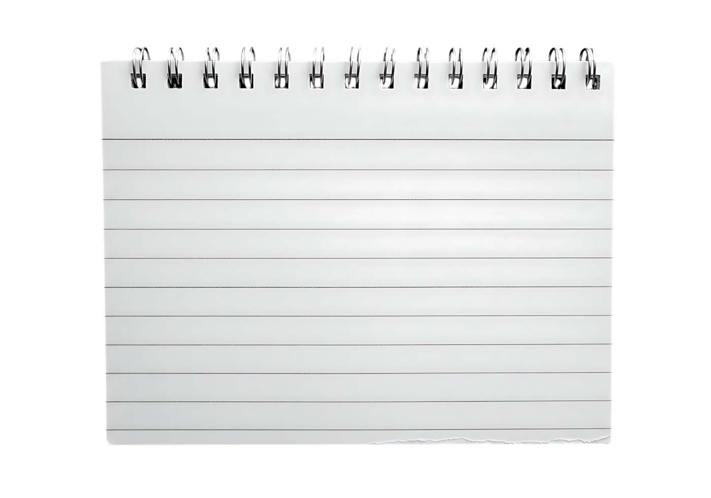 Open spiral notepad with horizontal lines perfect for note taking, journaling, writing, and productivity, related themes. png