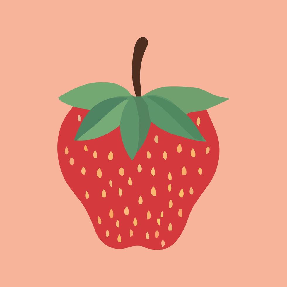 a strawberry is shown on a peach background vector