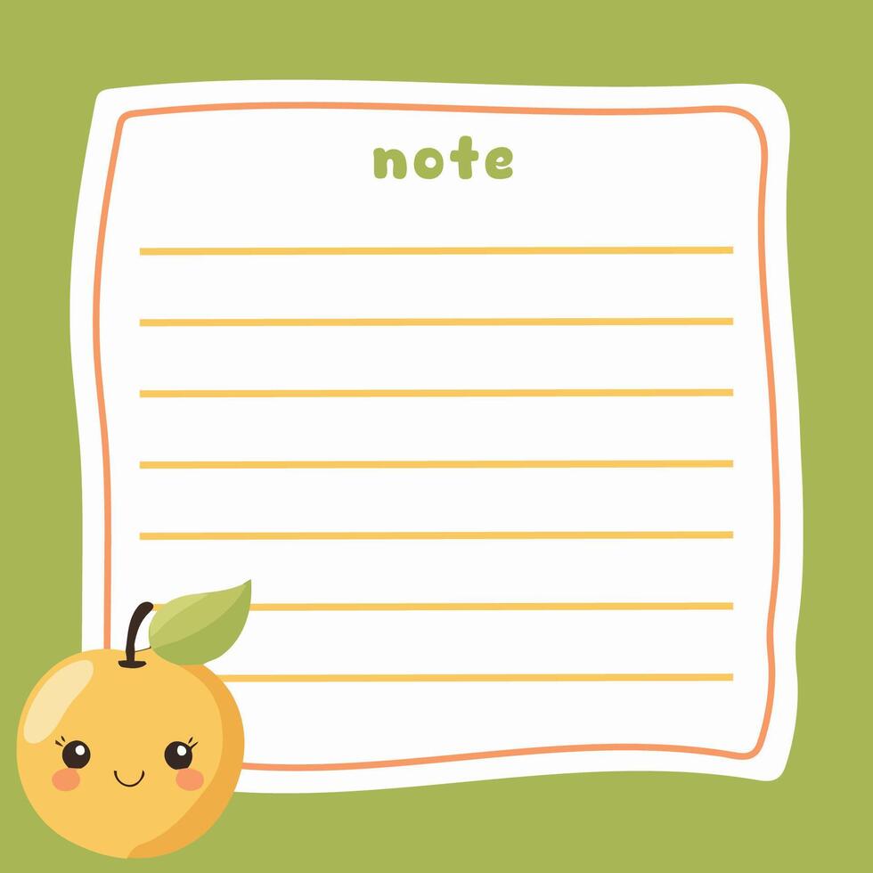 Cute fruit note sticker with a green background vector