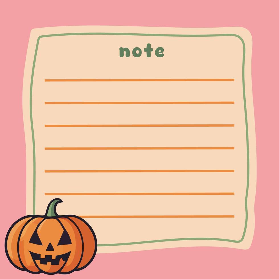 Cute Halloween Pumpkin Note with Pink Background vector