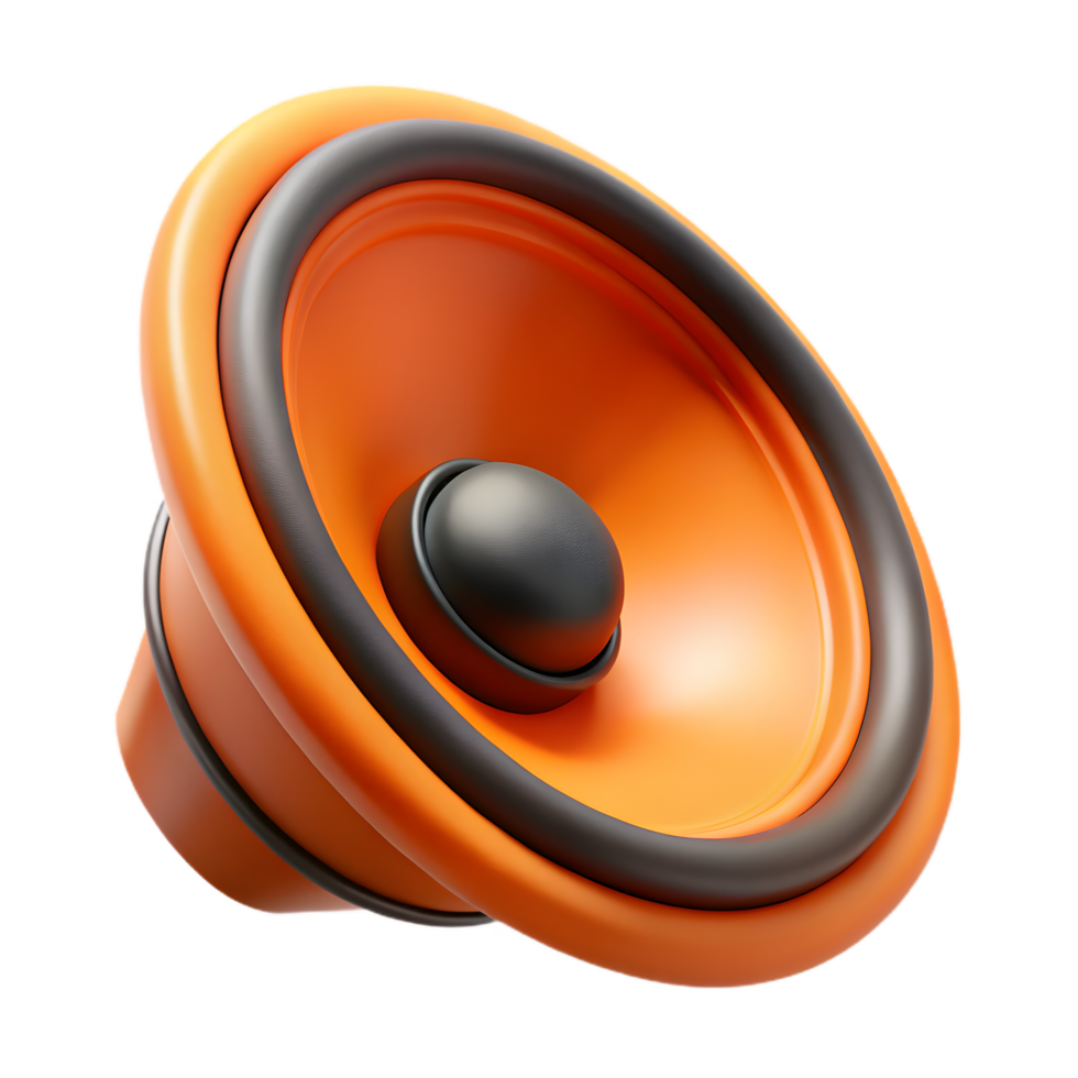 High Fidelity Audio Speaker with Orange Cone and Black Dome , Professional Sound Equipment for Music Production png