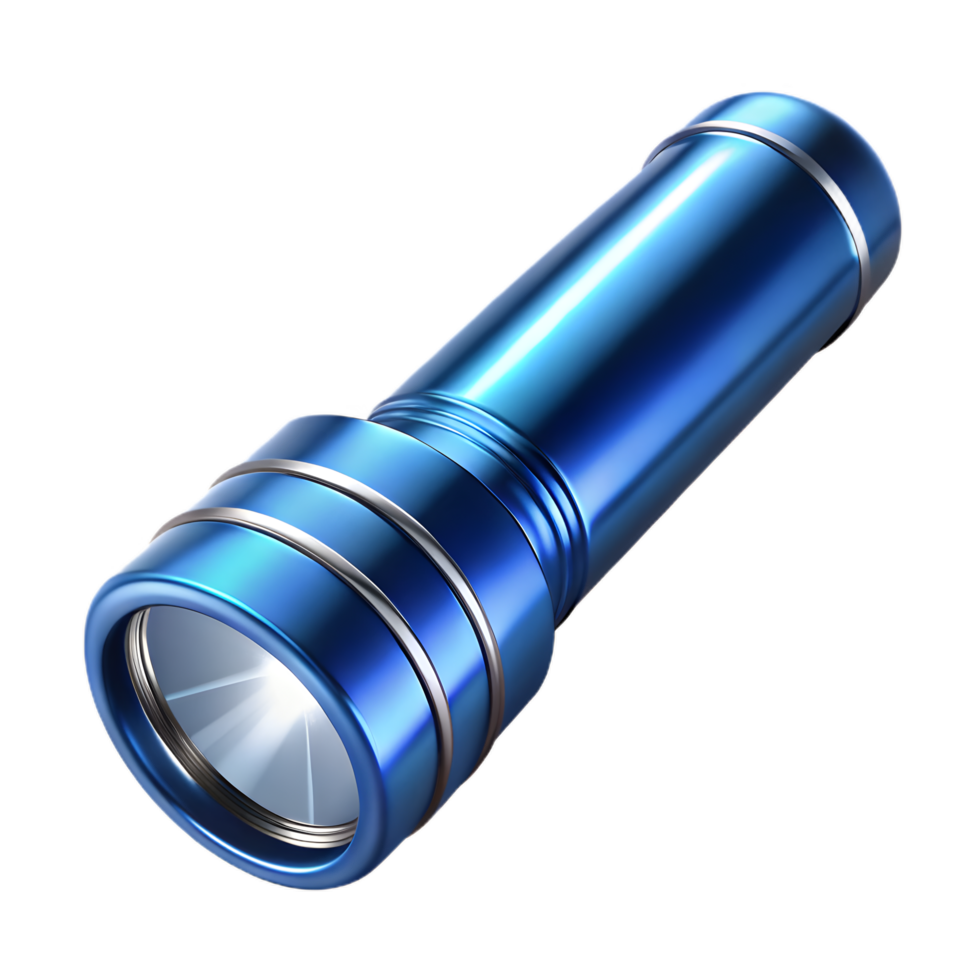 3D Metallic Blue Flashlight png