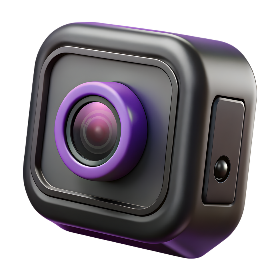 Compact Black and Purple Action Camera, 4K Sports Camera with Wide-Angle Lens and Waterproof Design png