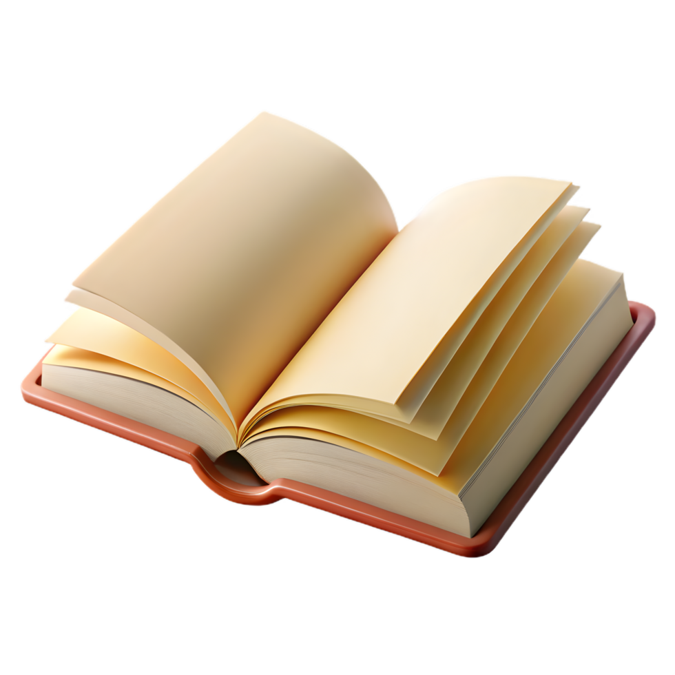 3D Open Book Icon , Blank Cream Pages Reading Illustration png