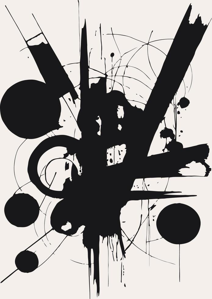 Abstract Ink Composition with Geometric Shapes vector