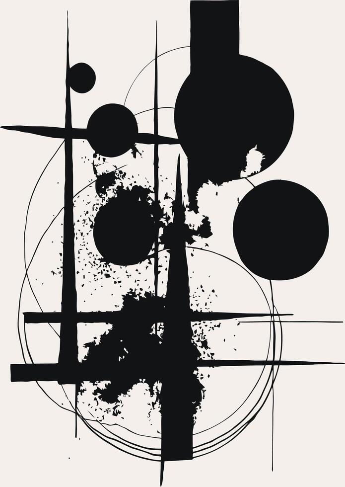 Abstract Geometric Composition in Black and White vector