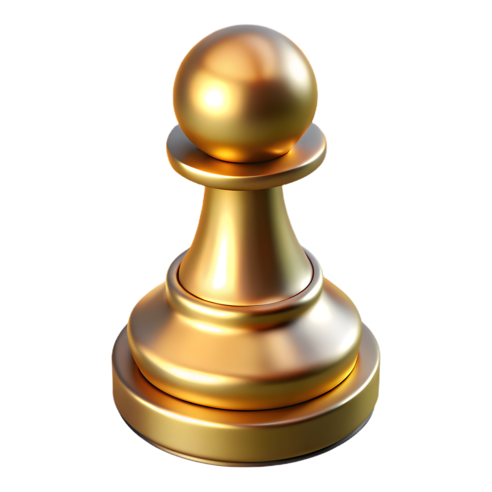 Golden Chess Pawn ,Luxury 3D Game Piece with Metallic Sheen png