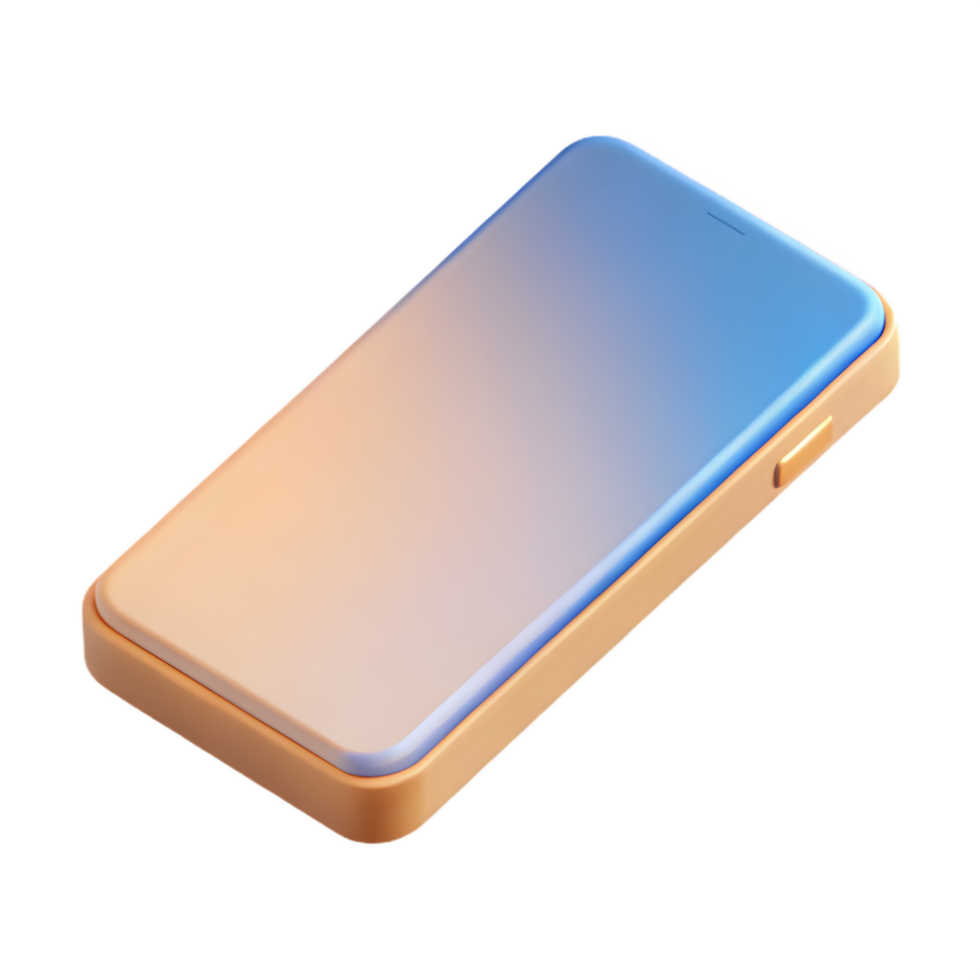 Sleek Smartphone Design Gradient Peach to Blue with Glossy Surface and Minimalist Aesthetic png