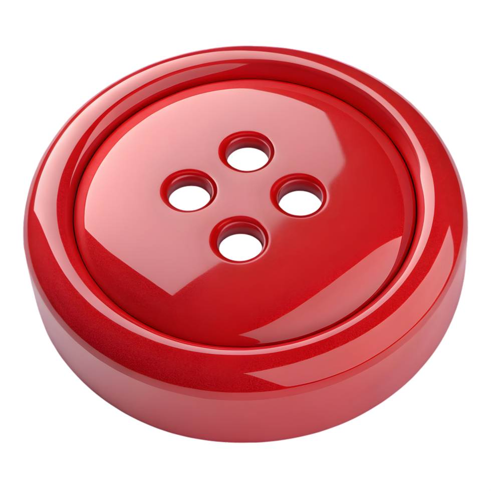 Red Glossy Sewing Button , 3D Circular Plastic Fastener Macro Product Photo png