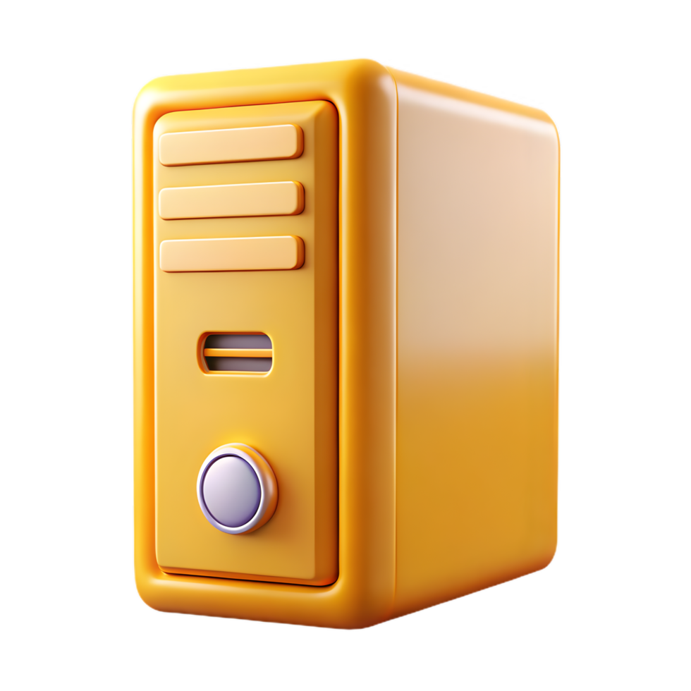 Retro Yellow Mini PC Tower Case ,Vintage Computer Desktop Design png