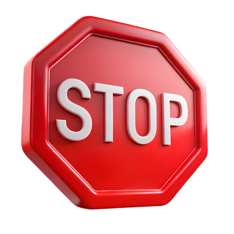 3D Red Stop Sign Icon png
