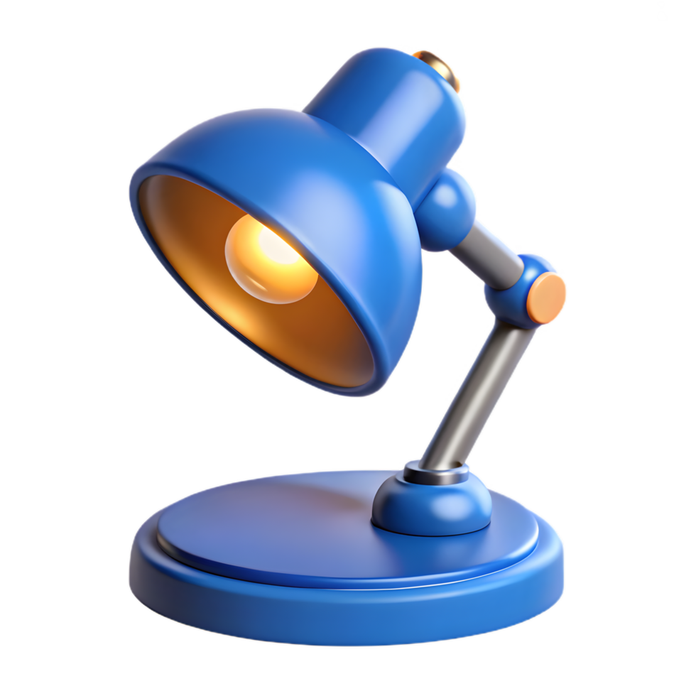 3D Blue Retro Desk Lamp , Adjustable Metallic Table Light Icon png