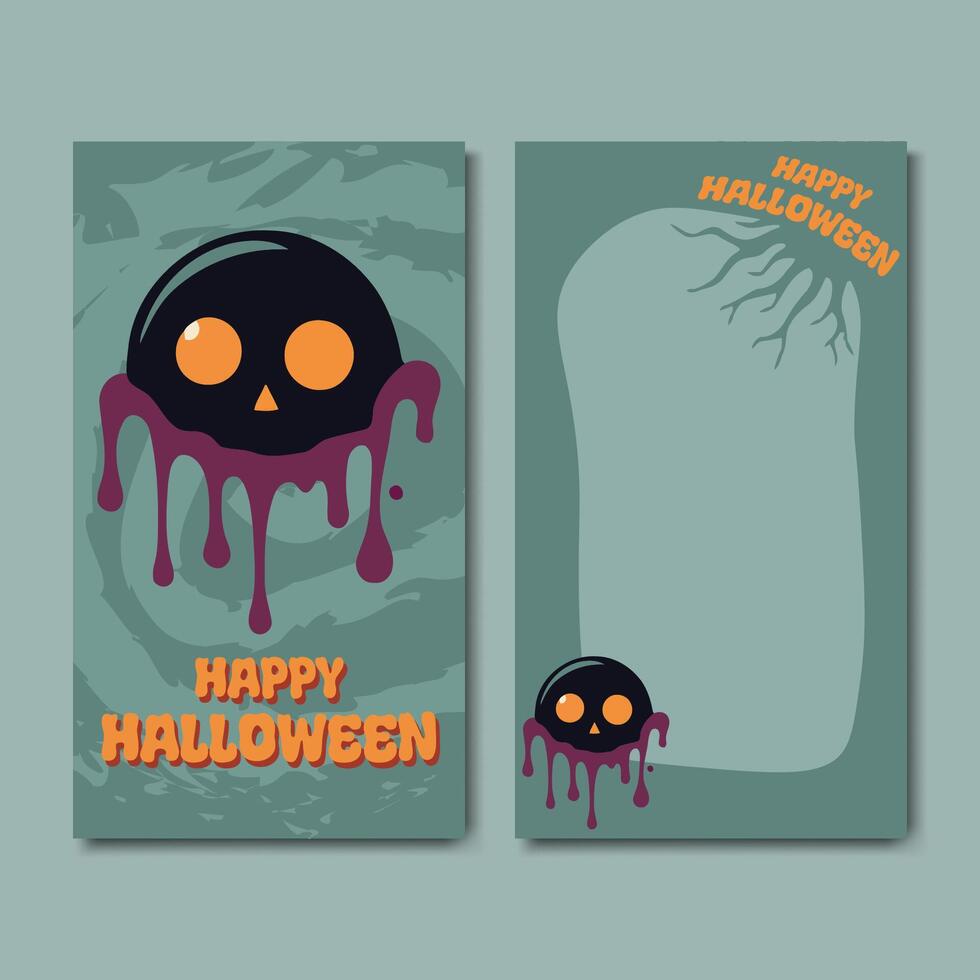 Happy halloween with a spooky monster card background vector