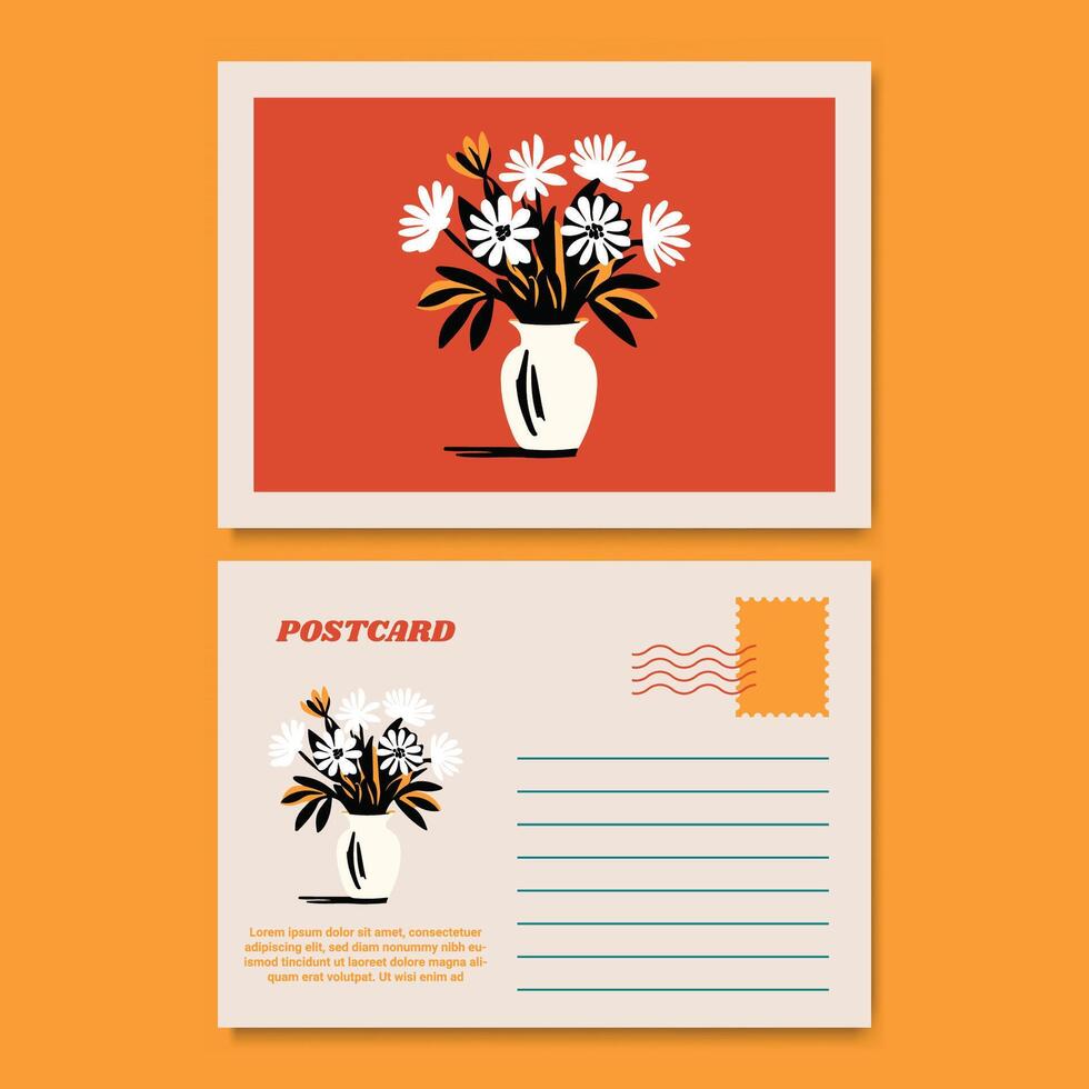 Modern Floral Botanical Postcard Design vector