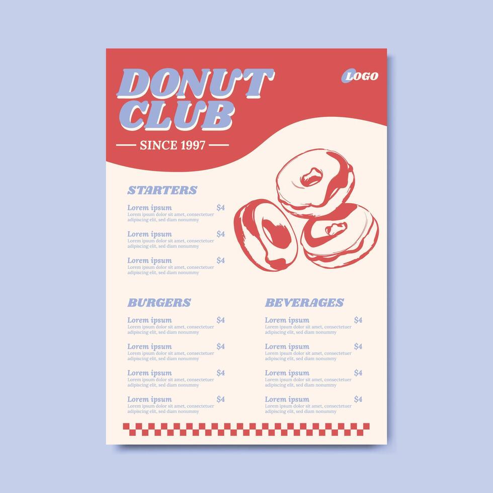 Donut Shop Menu Price List vector