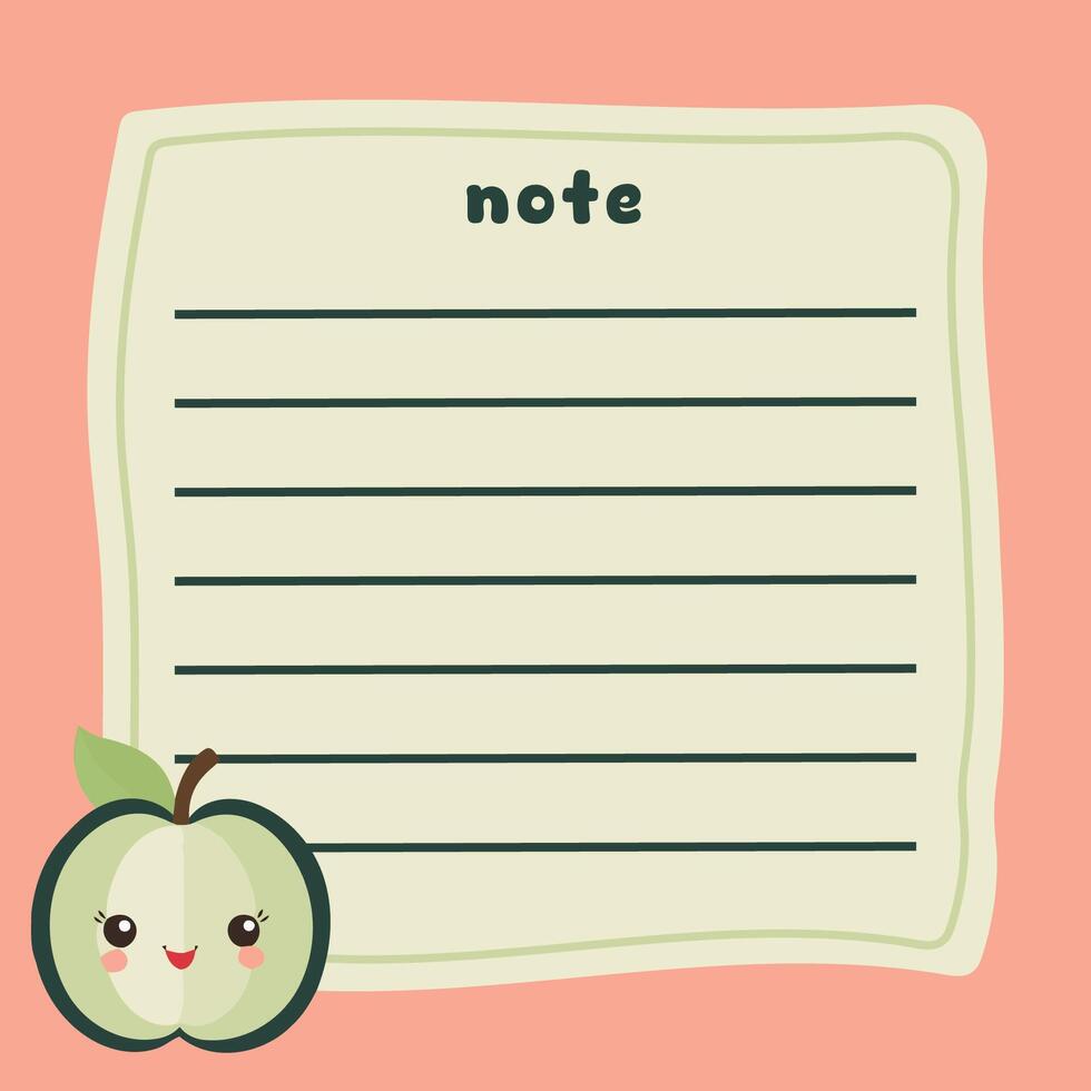 Cute fruit notepad on a pink background vector