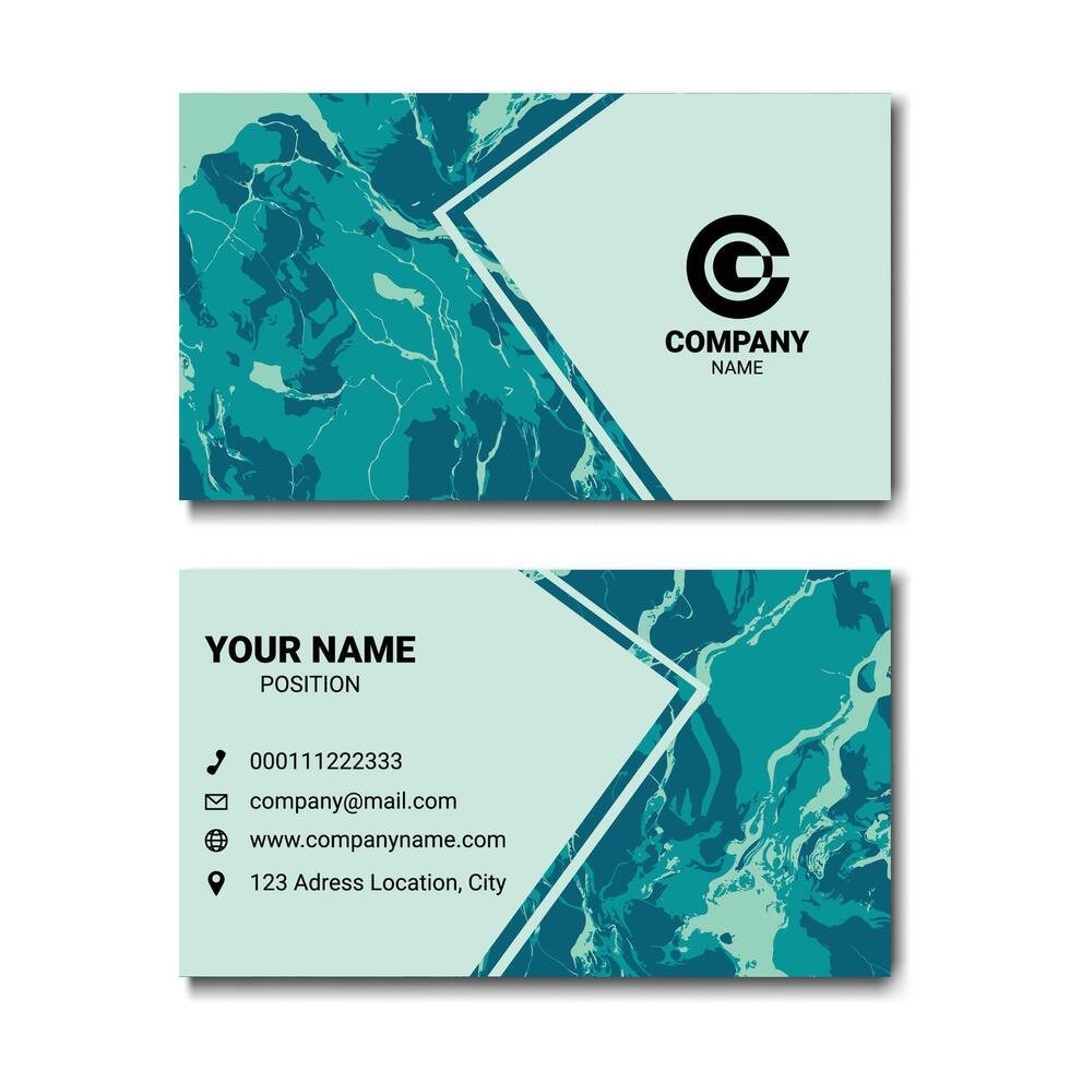Business Card Design with Marble Background and Contact Information vector