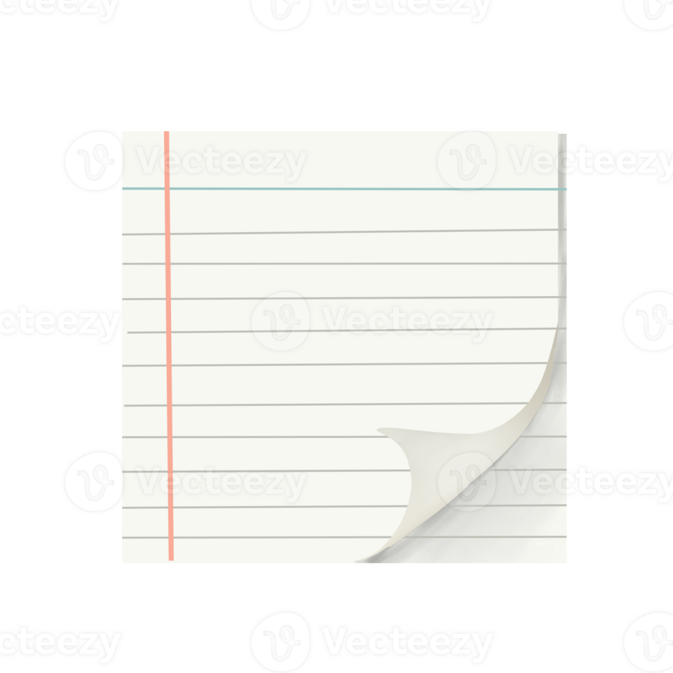 Blank Lined Notepaper with Corner Fold png