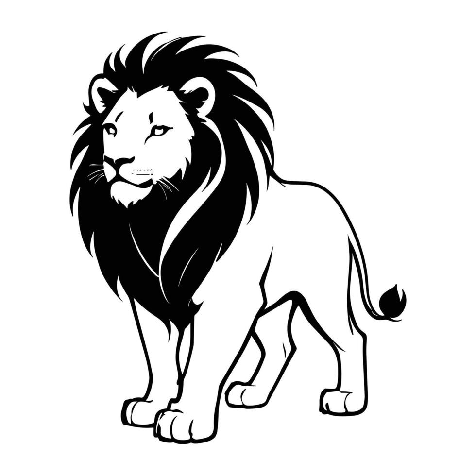 Black Animal Lion Icon Illustration in White Background vector