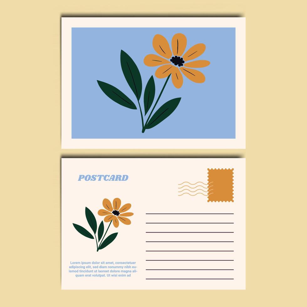 Botanical Floral Postcard Design vector