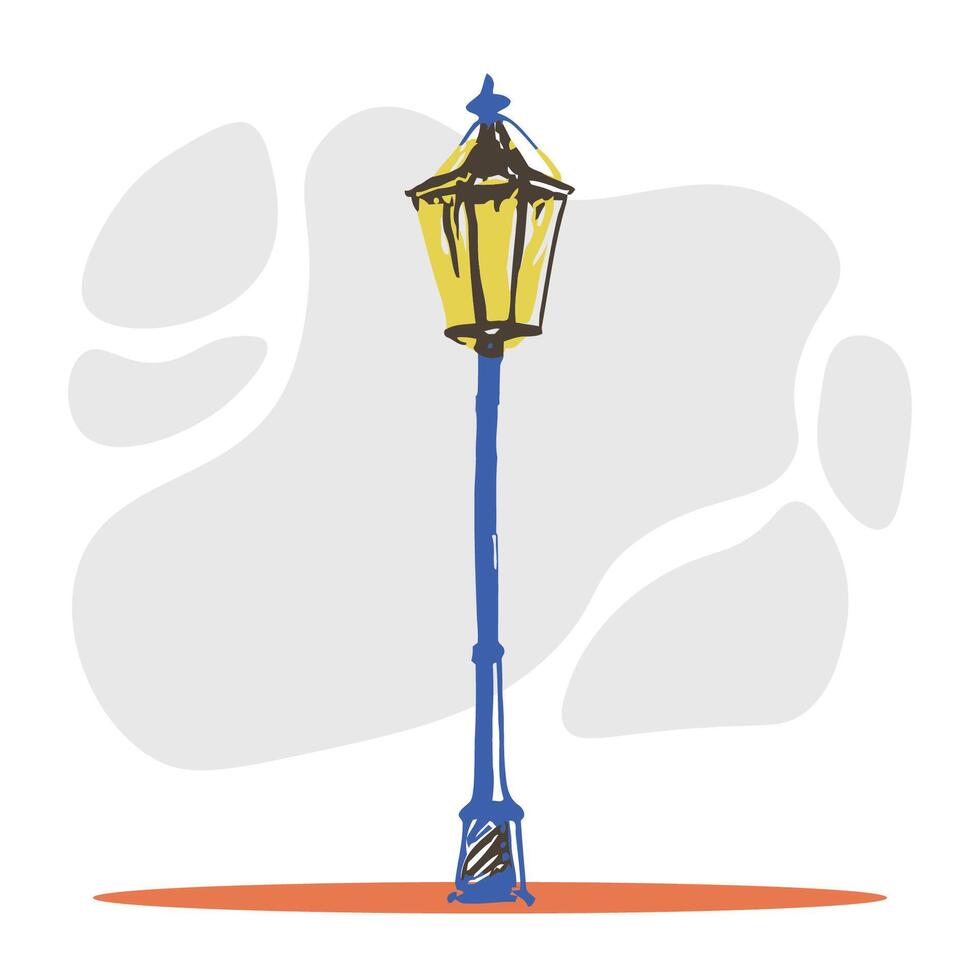 a street lamp with a blue and yellow light vector