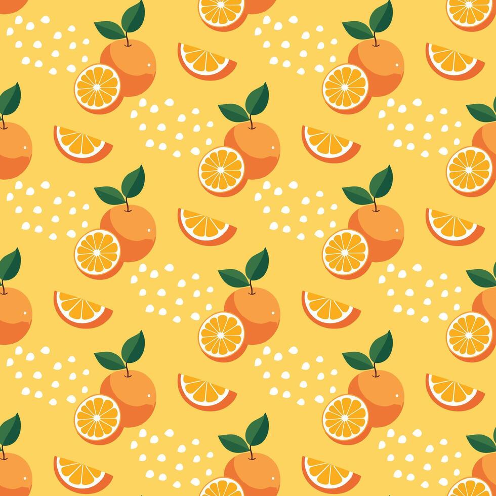 Vibrant Orange Fruit Seamless Pattern vector