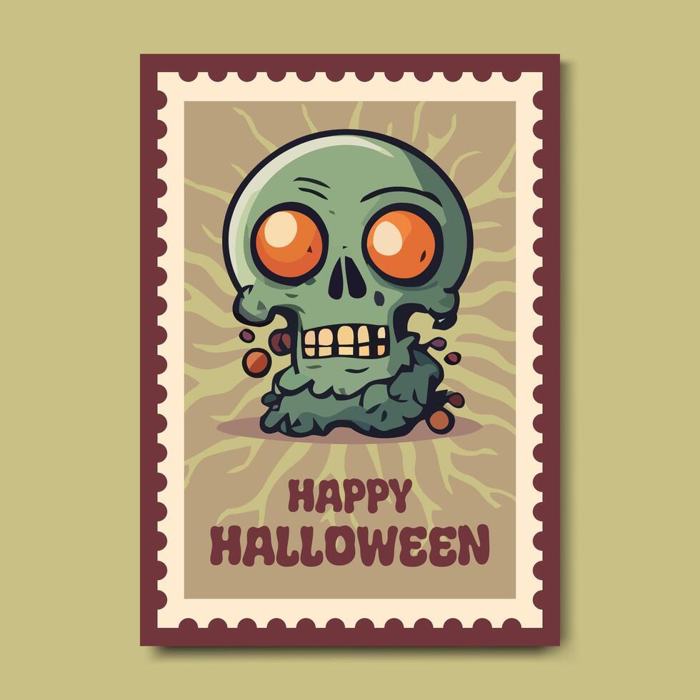 Happy Halloween Zombie Skull Design Illustration vector