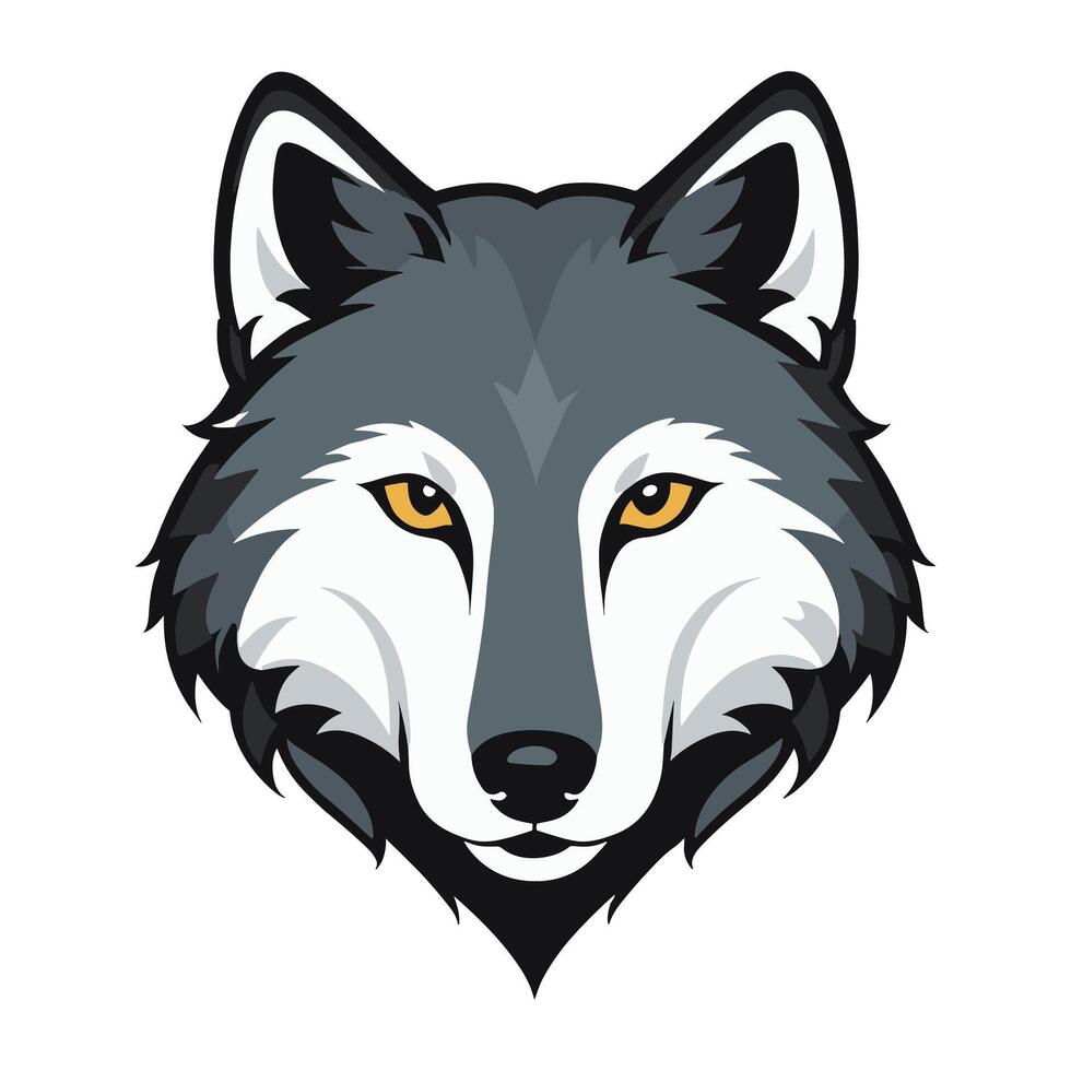 the head of a wolf is shown on a white background vector