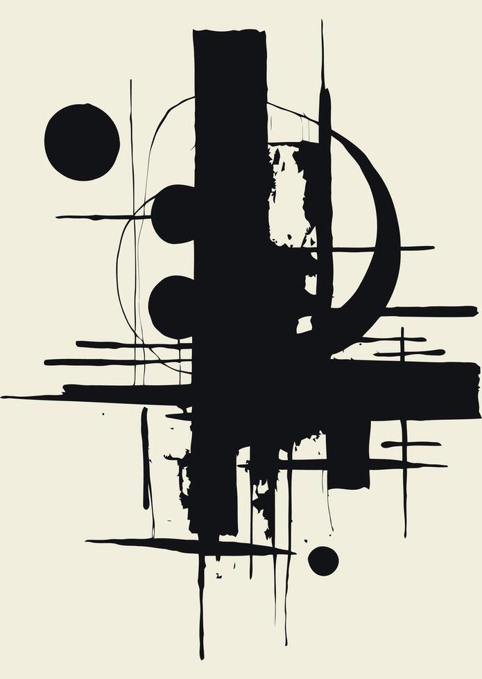 Abstract Ink with Geometric Shapes vector